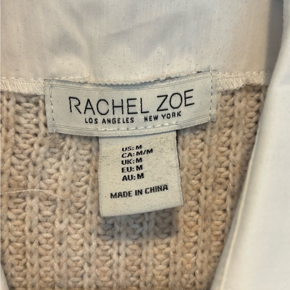 Rachel Zoe Cream V-Neck Cable-Knit Sweater - Picture 3 of 6
